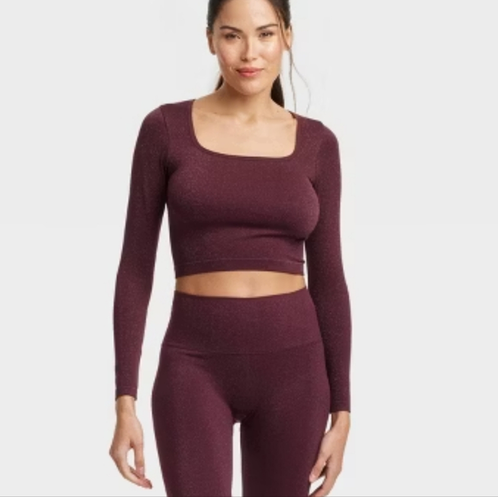 Womens Lurex Seamless Cropped Long Sleeve  Top XXL All In Motion